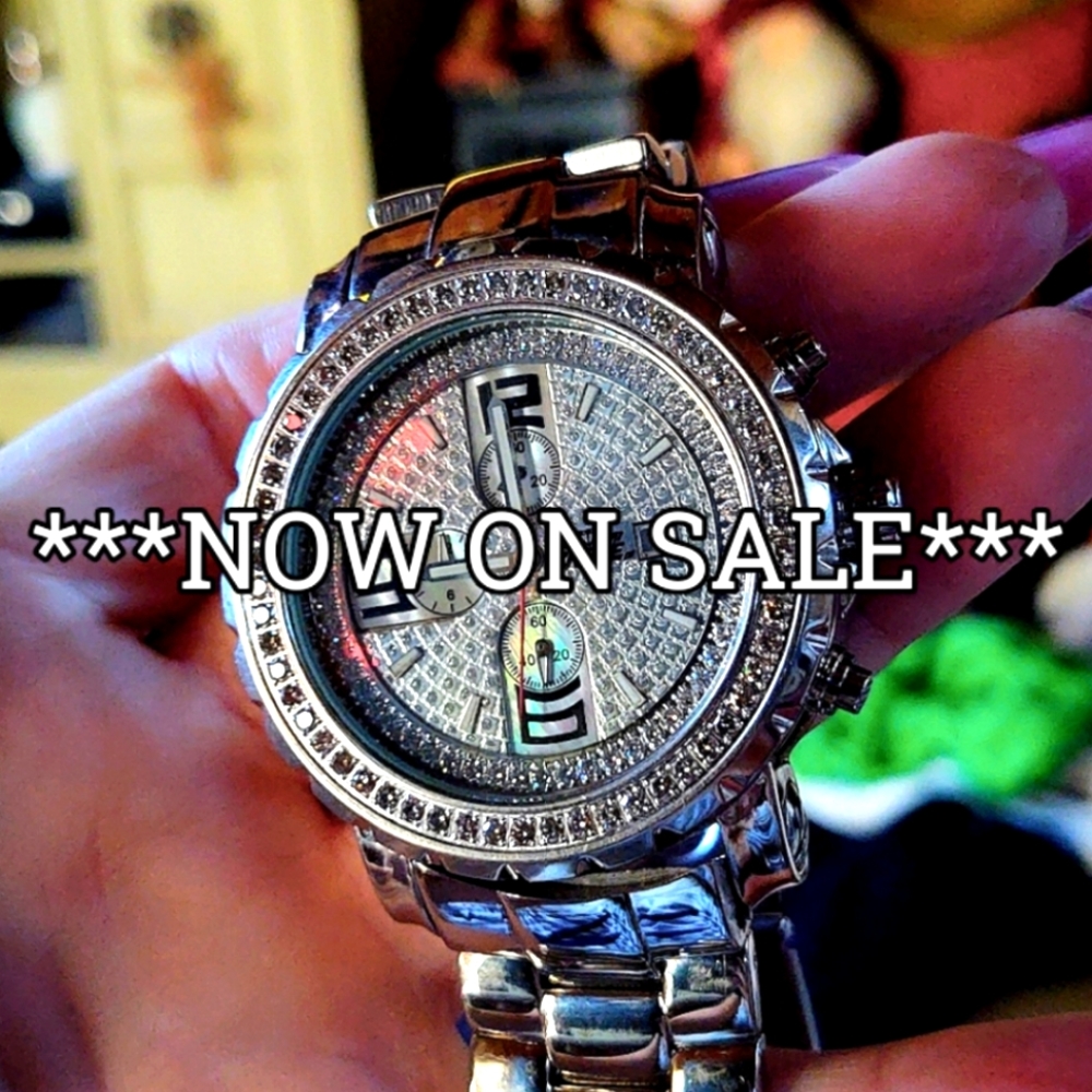 Huge Freeze stainless steel diamond men's watch